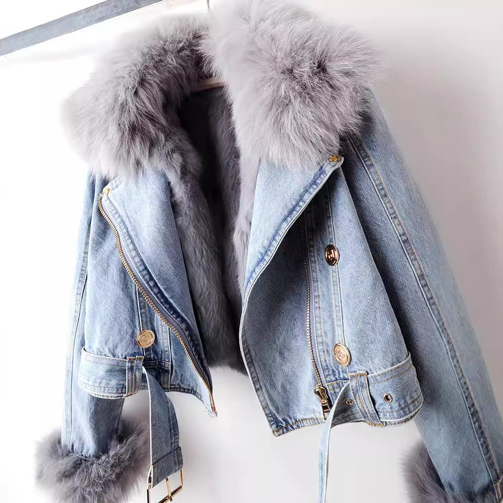 Chaqueta Vaquera con Cuello y Puños de Pelo