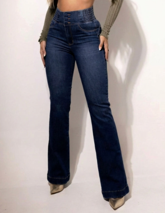Pantalón Vaquero Elástico de Tiro Alto