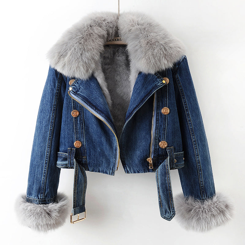 Chaqueta Vaquera con Cuello y Puños de Pelo