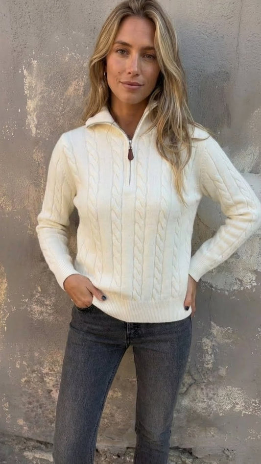 Jersey de Punto Trenzado con Cremallera