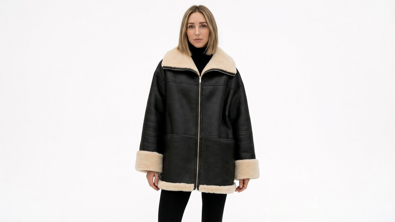 Chaqueta Efecto Piel con Borreguito