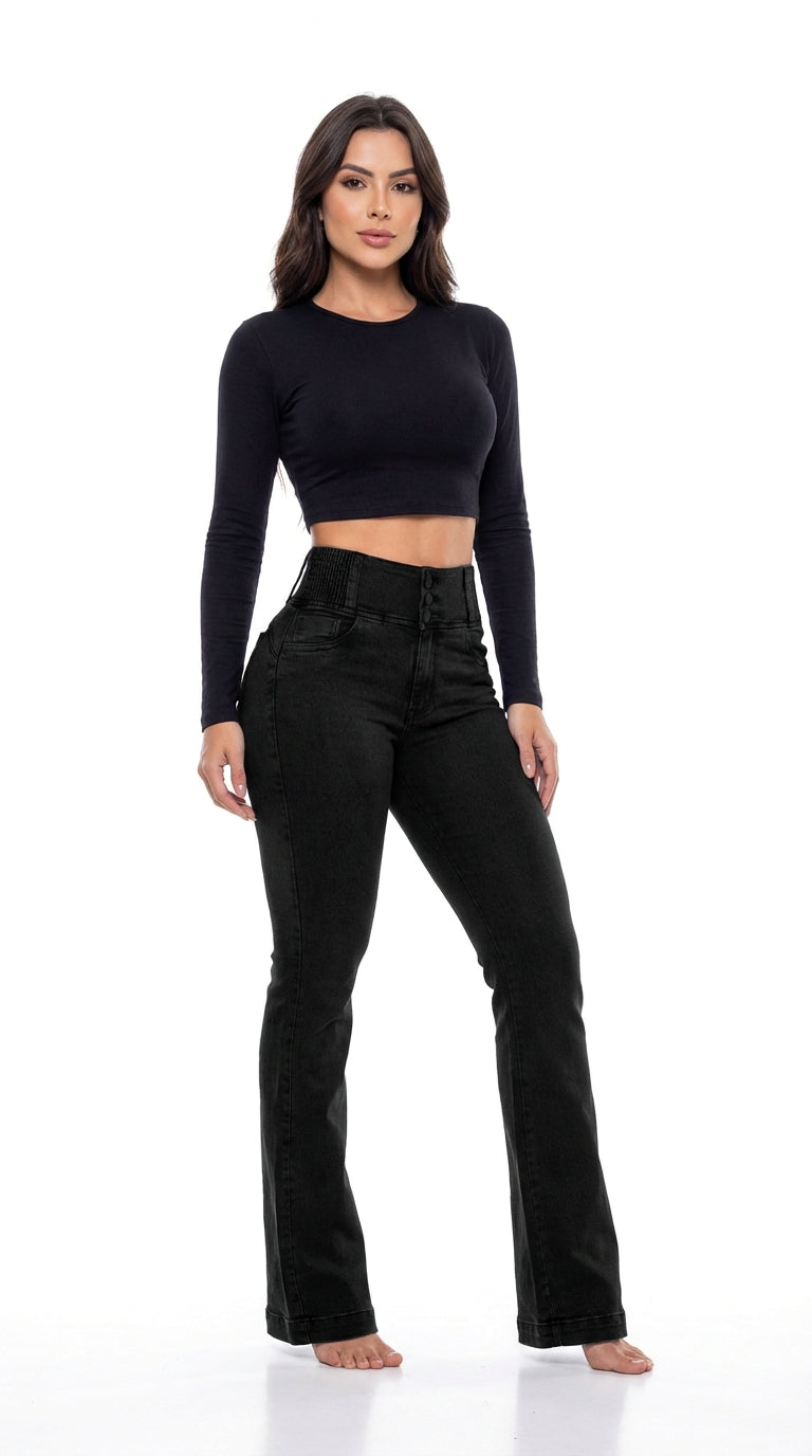 Pantalón Vaquero Elástico de Tiro Alto