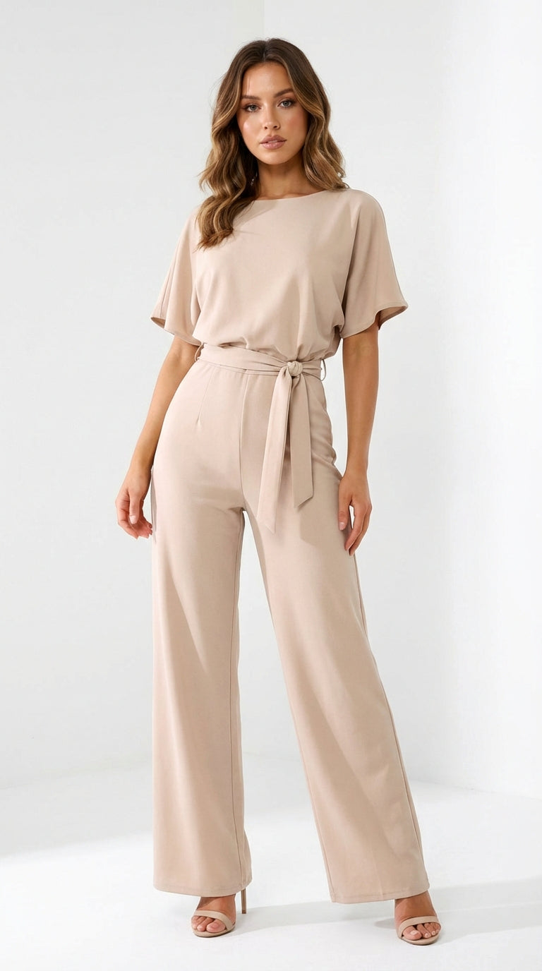 Mono Elegante de Pierna Ancha con Cinturón