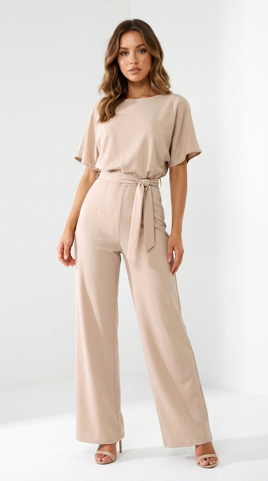 Mono Elegante de Pierna Ancha con Cinturón