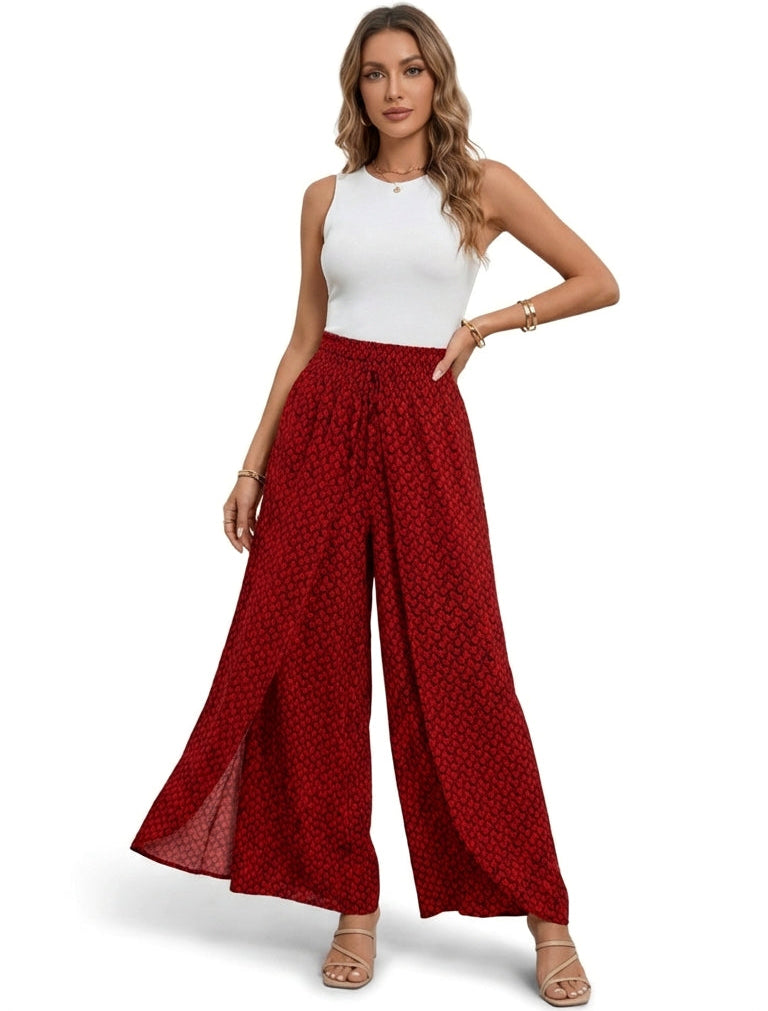 Pantalones Palazzo Estampados de Cintura Alta
