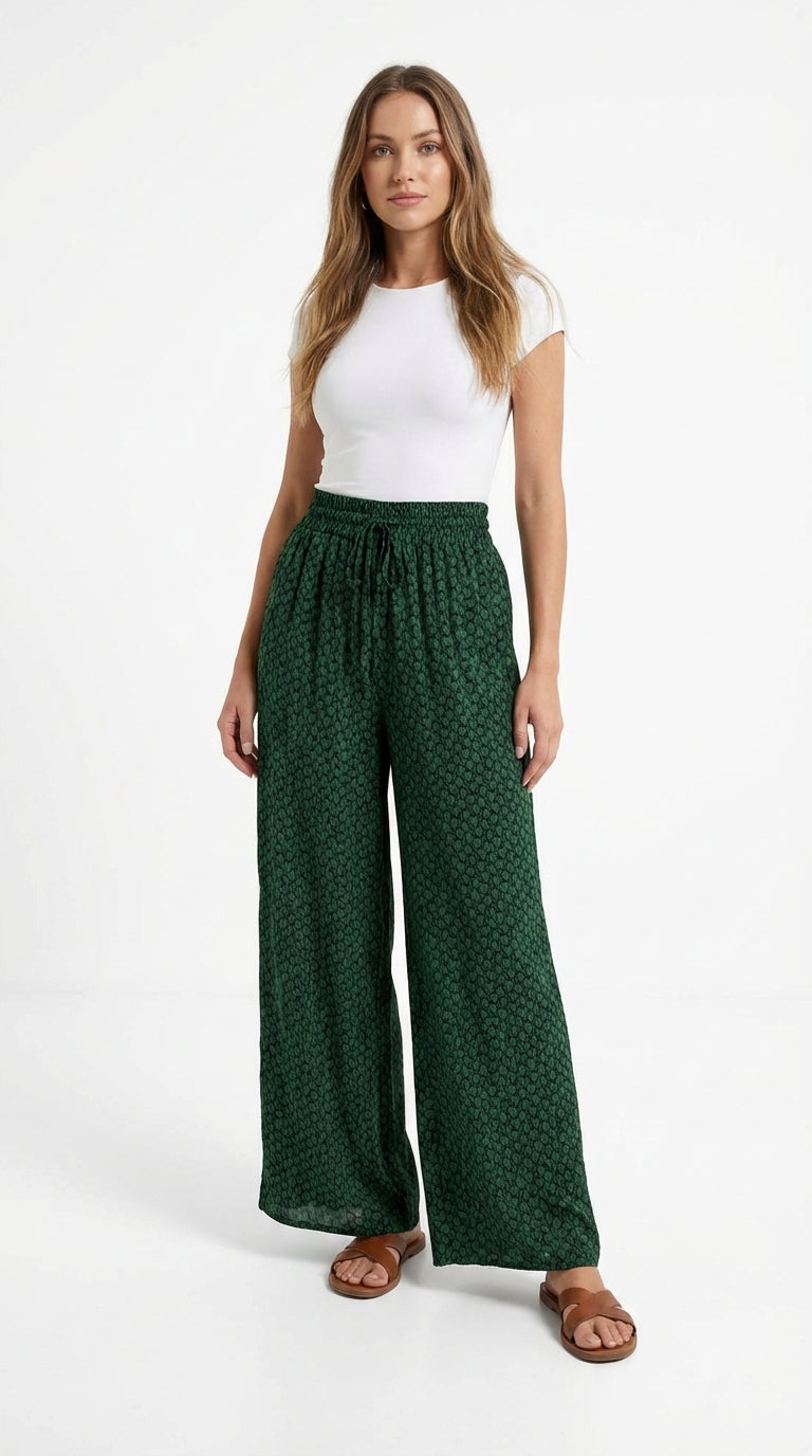 Pantalones Palazzo Estampados de Cintura Alta