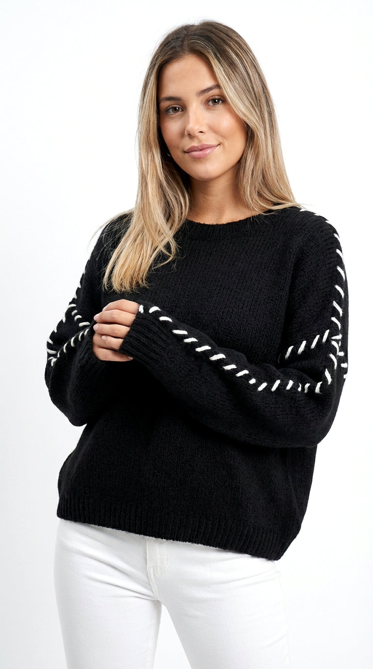 Jersey de Punto con Detalle Trenzado