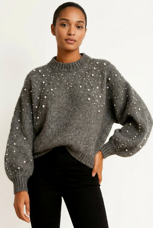 Jersey con Detalle de Perlas