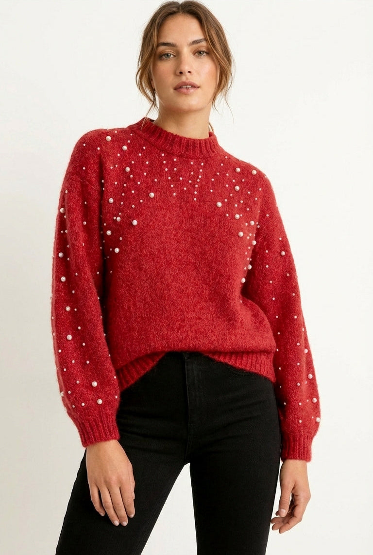 Jersey con Detalle de Perlas