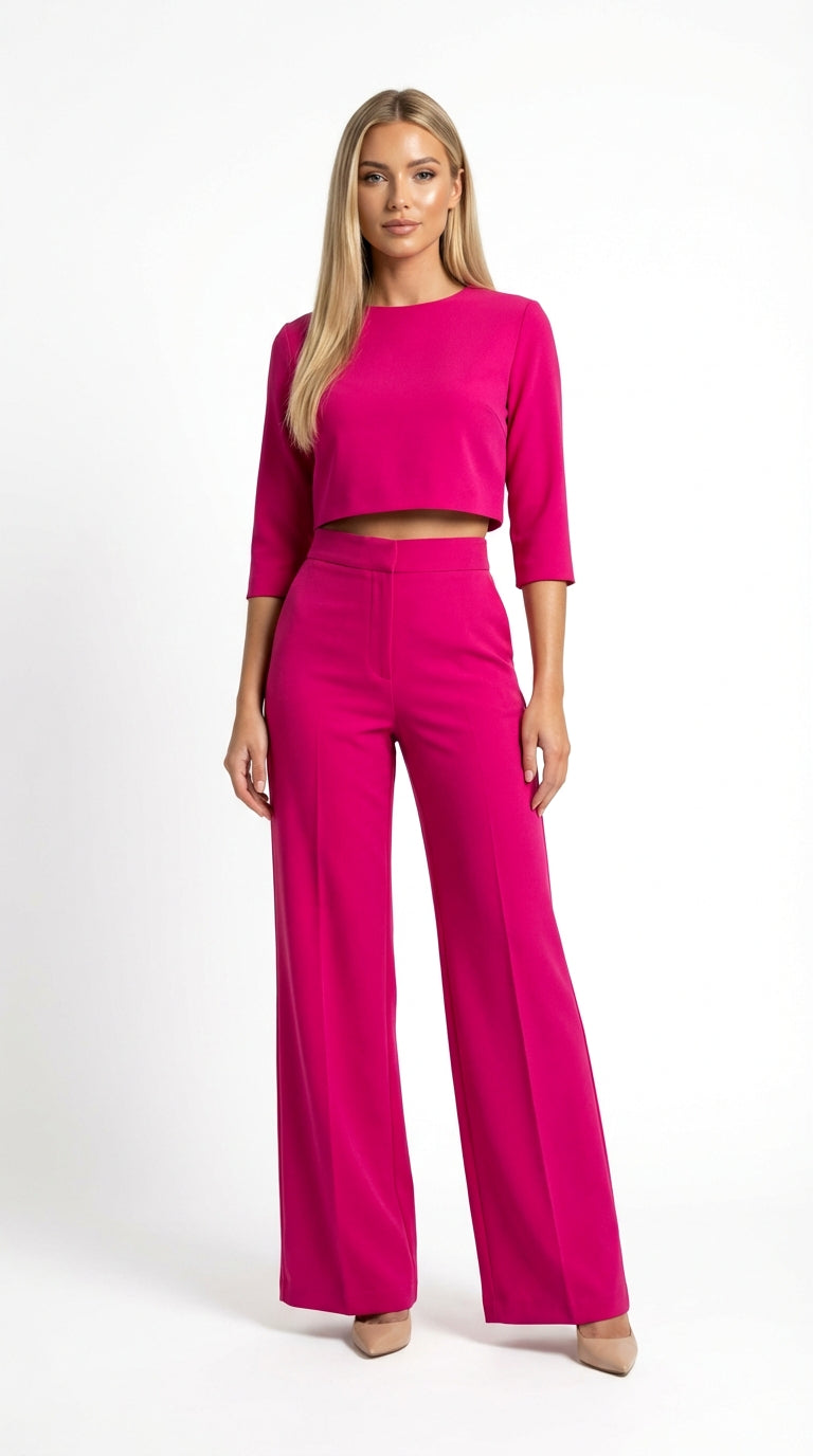 Conjunto Top y Pantalones Marrón Tiro Alto