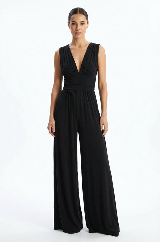 Mono Largo de Pierna Ancha con Escote en V