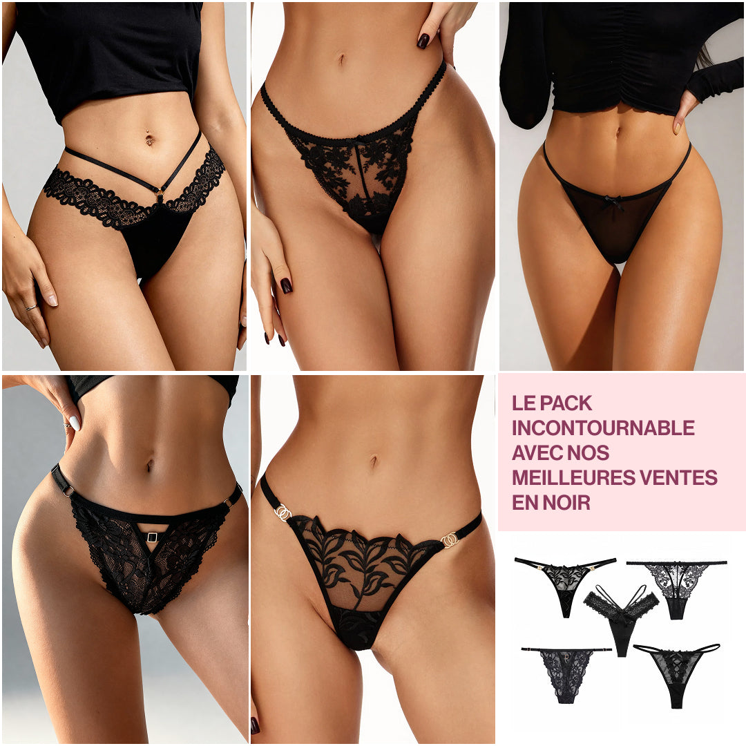 Pack de 5 Tangas Negros