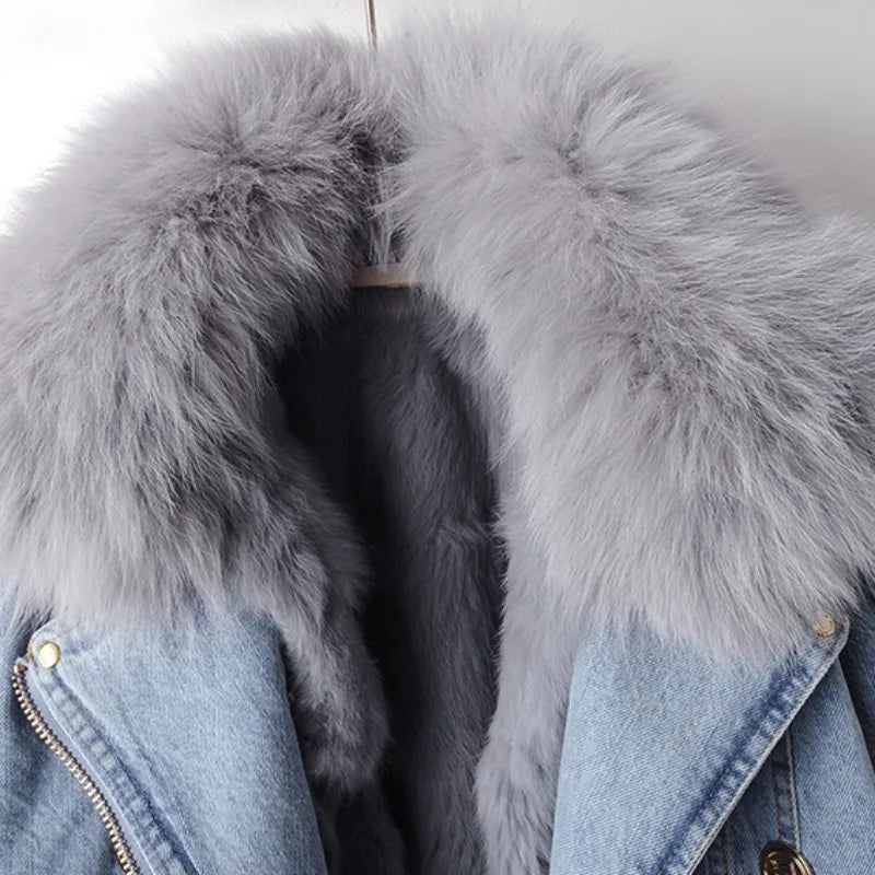 Chaqueta Vaquera con Cuello y Puños de Pelo