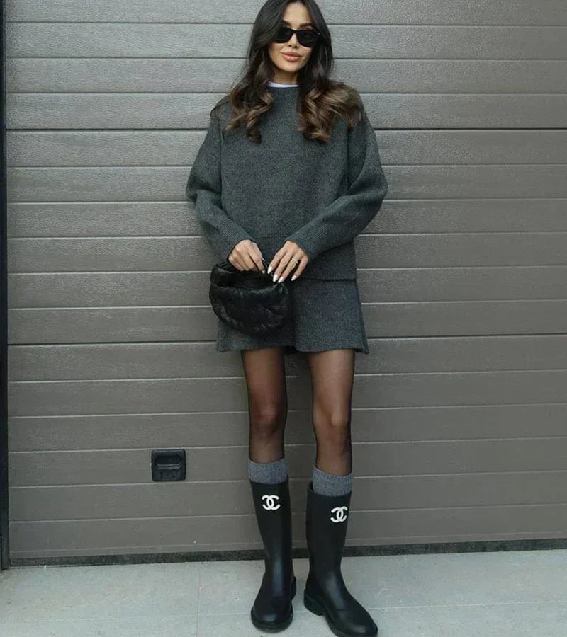 Conjunto de Punto con Falda