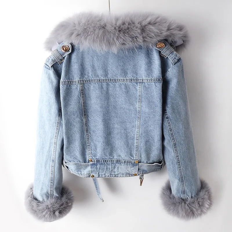 Chaqueta Vaquera con Cuello y Puños de Pelo