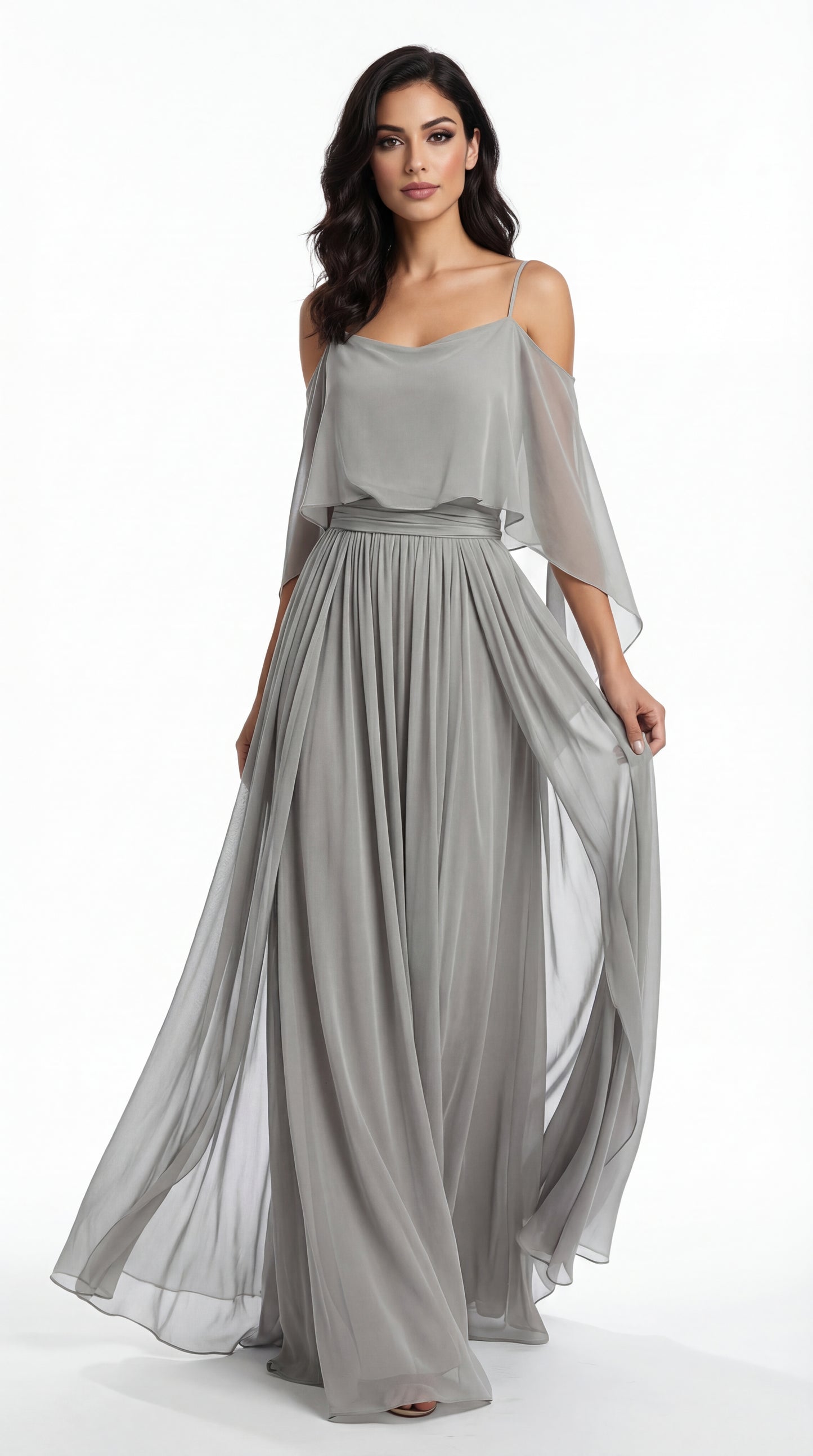 Isabela | Conjunto fluido gris con top de tirantes y pantalón ligero