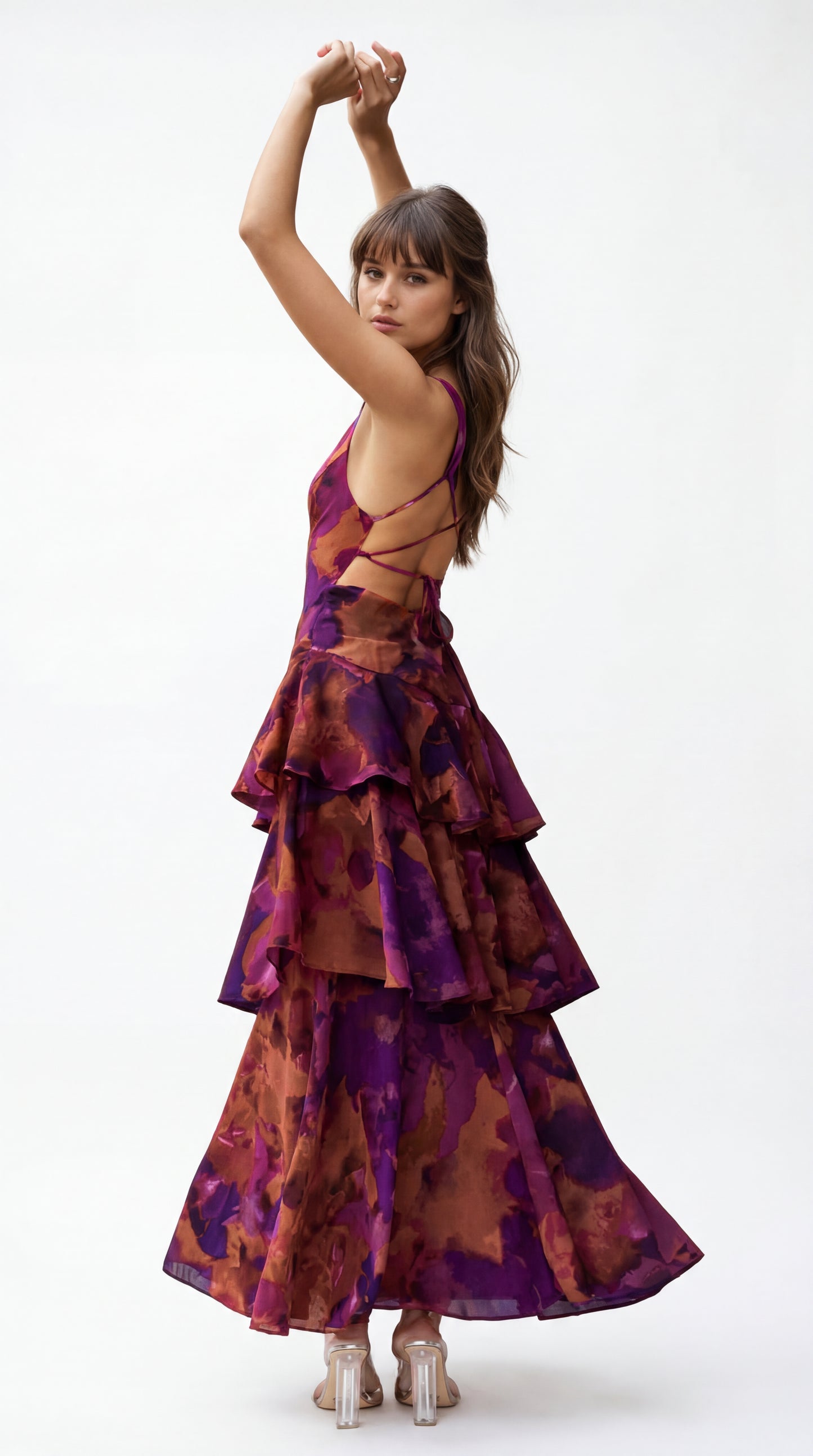 Vestido Sofía™ | Vestido Midi Estampado con Volantes y Escote Pronunciado