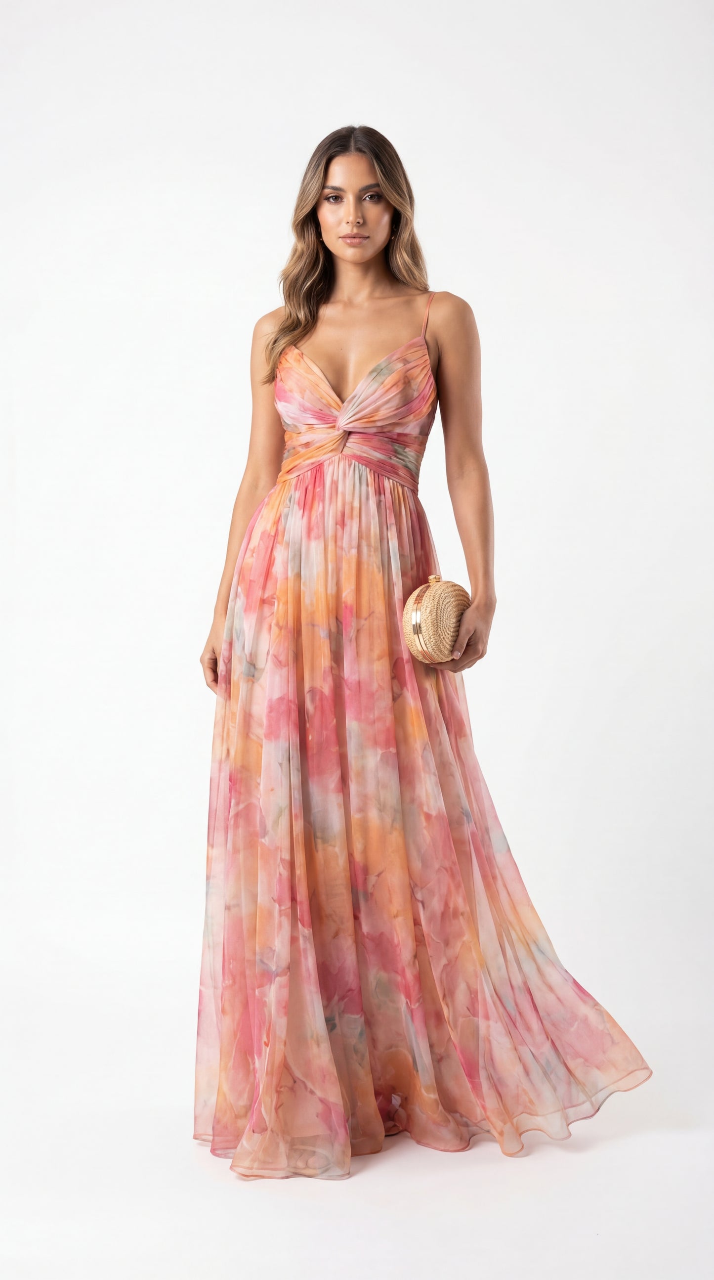Claudia|™ Encantador vestido largo con estampado floral