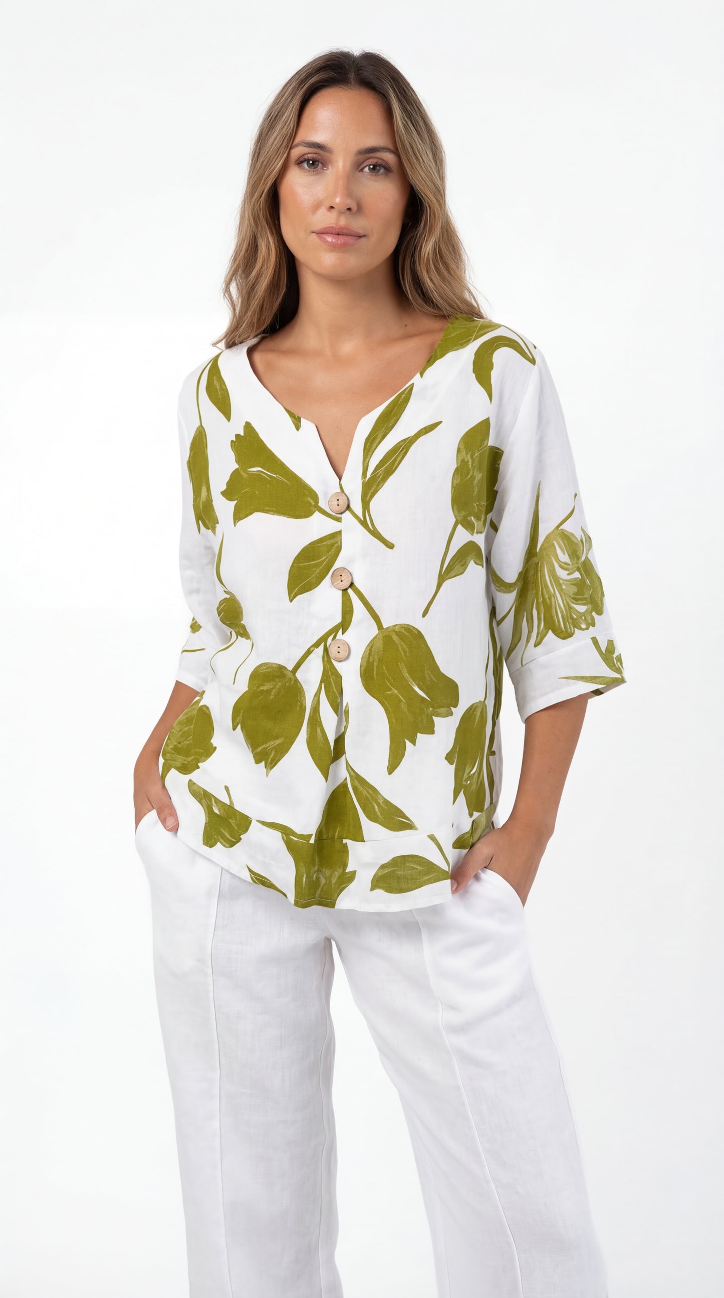 Blusa Floral Elegante con Botones